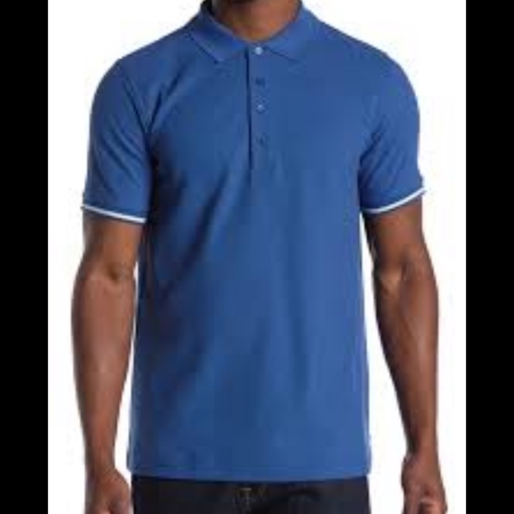 JEFF rye Pima cotton polo XXL blue/white